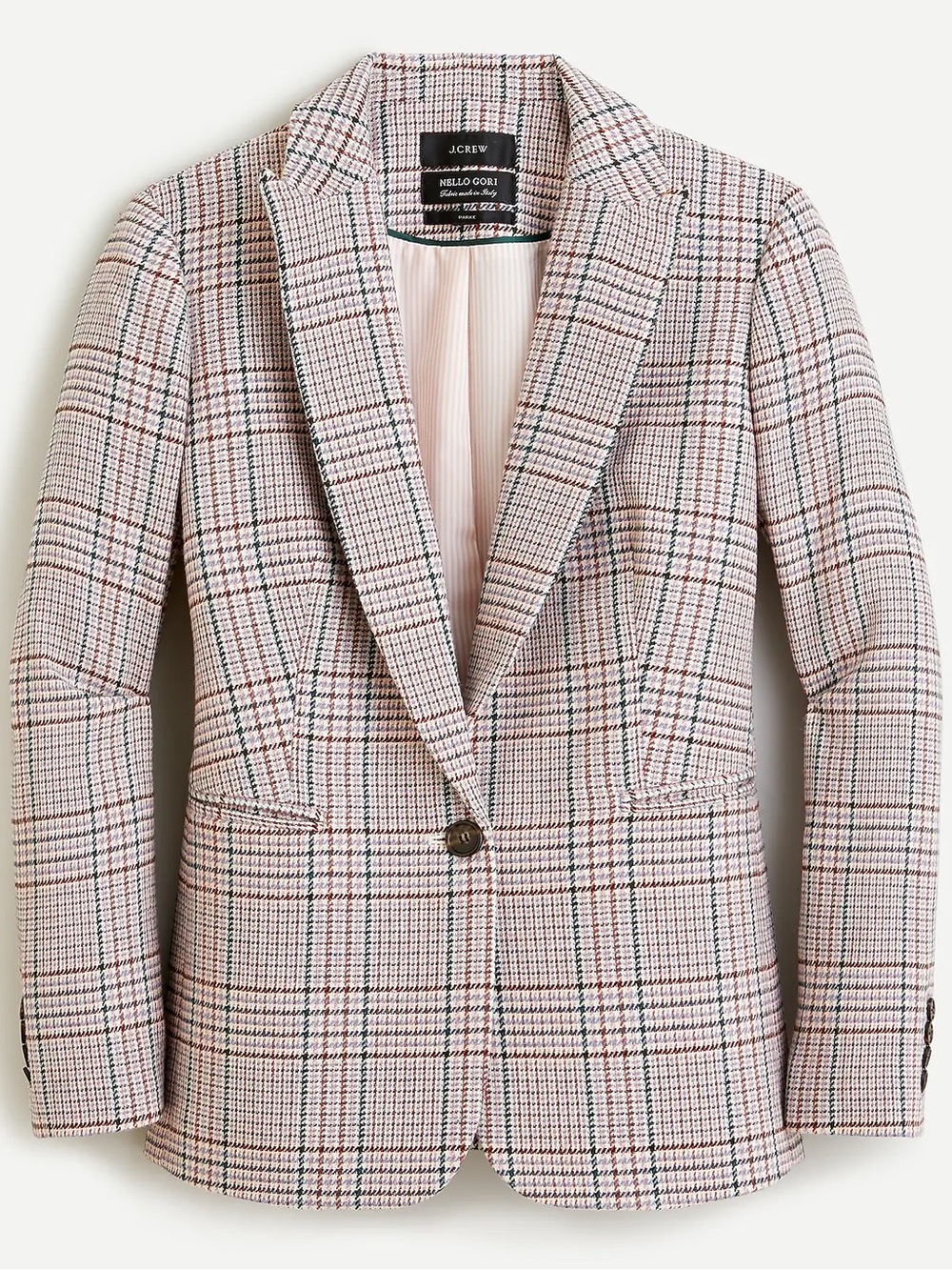 J. Crew Parke Blazer In Ivory Plaid Italian Wool